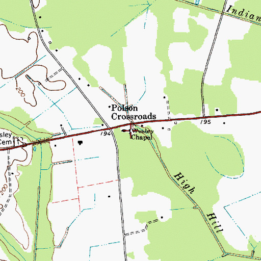 Topographic Map of Wesley Chapel, SC
