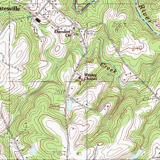 Topographic Map of Wesley Chapel, SC