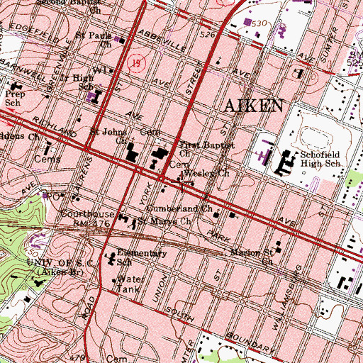 Topographic Map of Wesley Church, SC