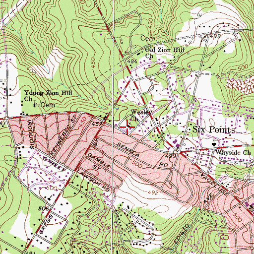 Topographic Map of Wesley Church, SC