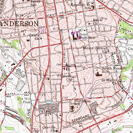 Topographic Map of Wesleyan Church, SC