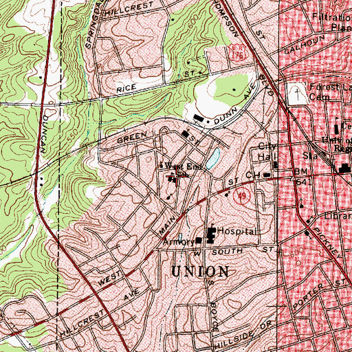 Topographic Map of West End School, SC