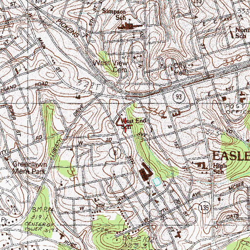Topographic Map of West End School, SC