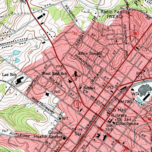 Topographic Map of West End Elementary School, SC