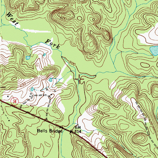 Topographic Map of West Fork Little River, SC