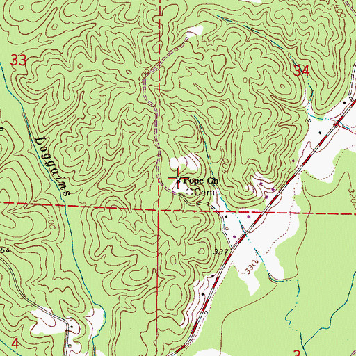 Topographic Map of Pope Church, AL