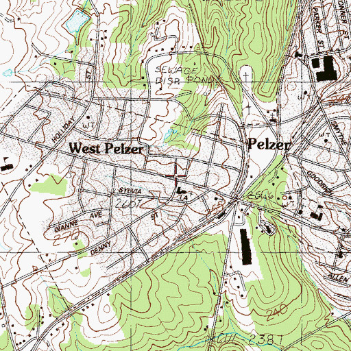 Topographic Map of West Pelzer, SC