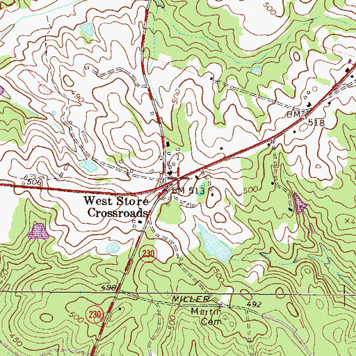 Topographic Map of West Store Crossroads, SC