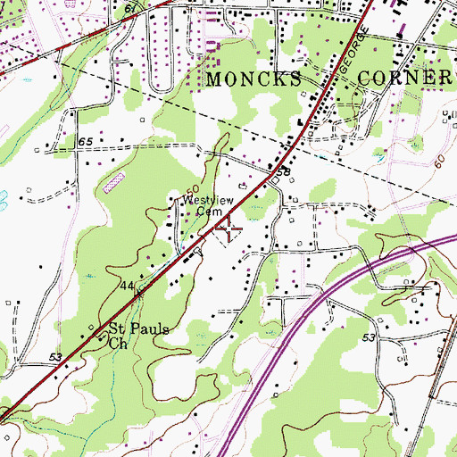 Topographic Map of Westview Cemetery, SC