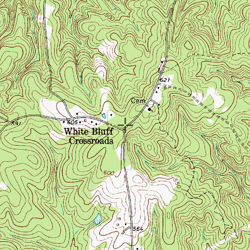 Topographic Map of White Bluff Corssroads, SC