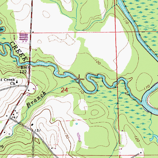 Topographic Map of Poplar Branch, AL