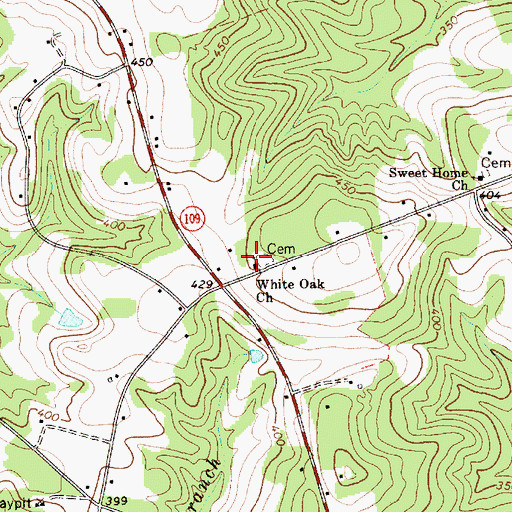 Topographic Map of White Oak Church, SC