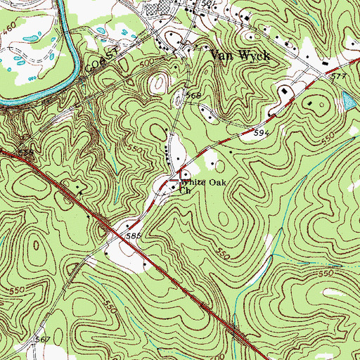 Topographic Map of White Oak Church, SC