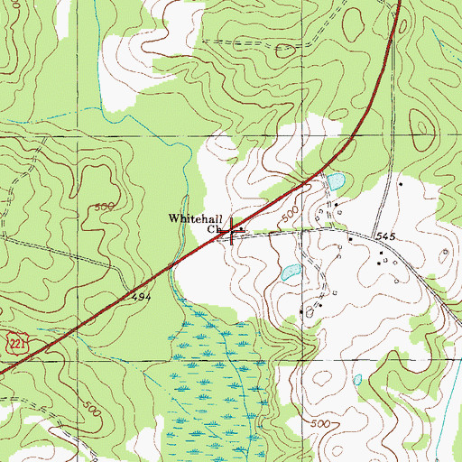 Topographic Map of Whitehall Church, SC