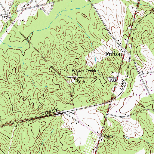 Topographic Map of Whites Creek Church, SC