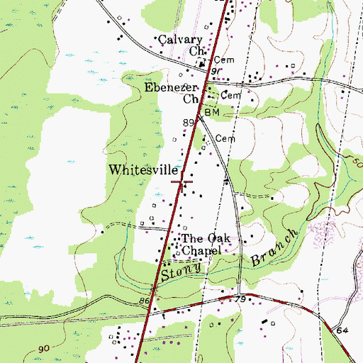 Topographic Map of Whitesville, SC