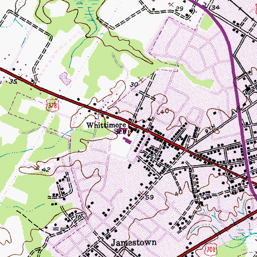 Topographic Map of Whittemore Park Middle School, SC