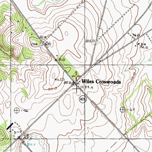 Topographic Map of Wiles Crossroads, SC