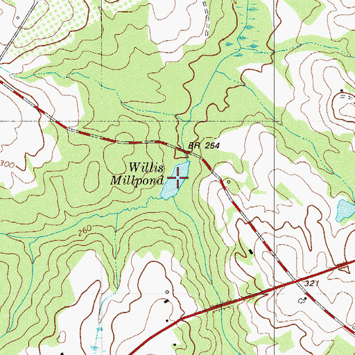 Topographic Map of Willis Millpond, SC