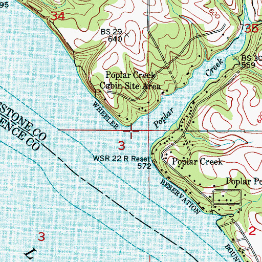 Topographic Map of Poplar Creek, AL