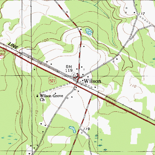 Topographic Map of Wilson, SC