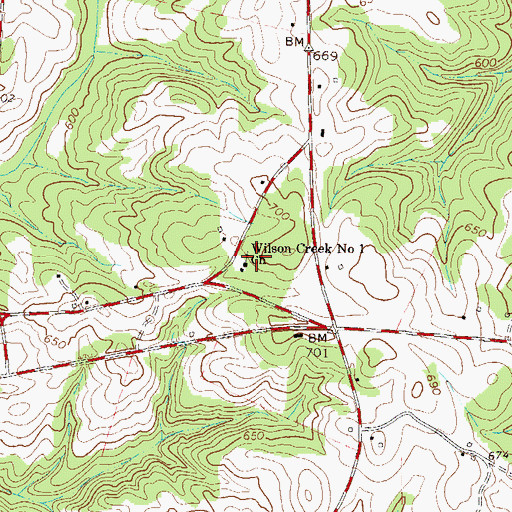 Topographic Map of Wilson Creek Number 1 Church, SC