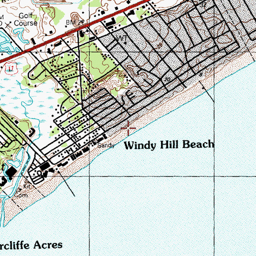 Topographic Map of Windy Hill Beach, SC