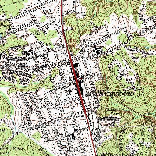 Topographic Map of Winnsboro, SC