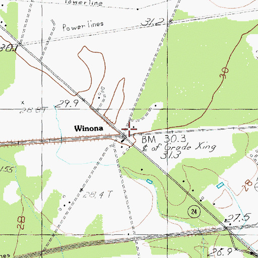 Topographic Map of Winona, SC