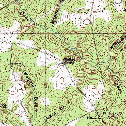 Topographic Map of Wofford Chapel, SC