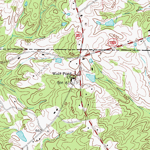 Topographic Map of Wolf Pond Baptist Church, SC