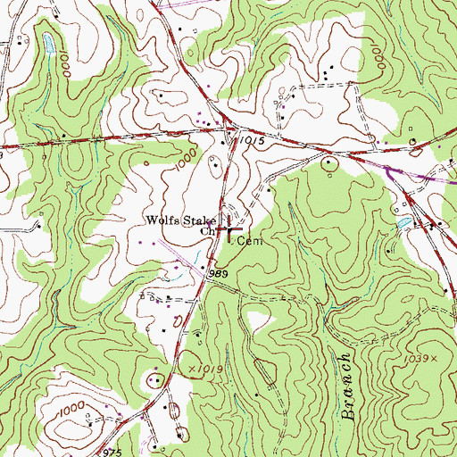 Topographic Map of Wolf Stake Baptist Church, SC