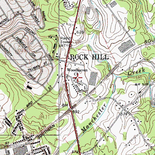Topographic Map of Woodhaven Baptist Church, SC