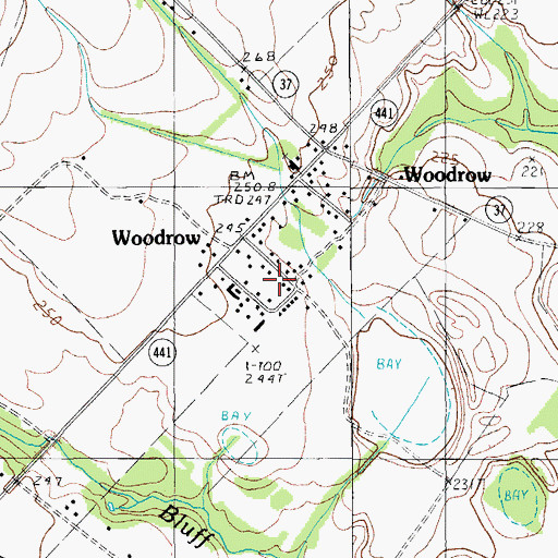 Topographic Map of Woodrow, SC