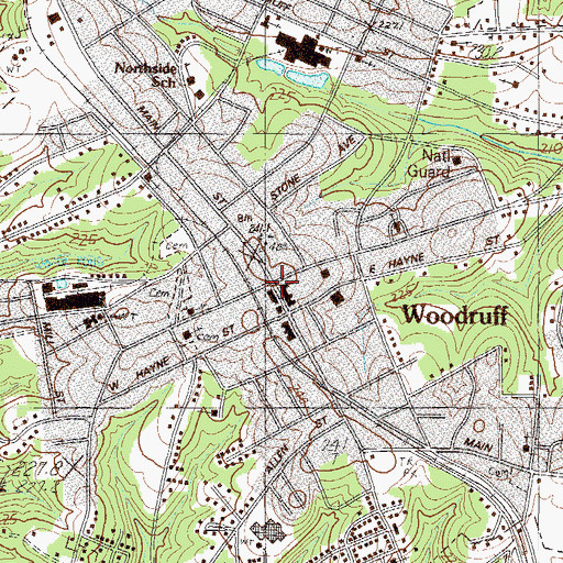 Topographic Map of Woodruff, SC