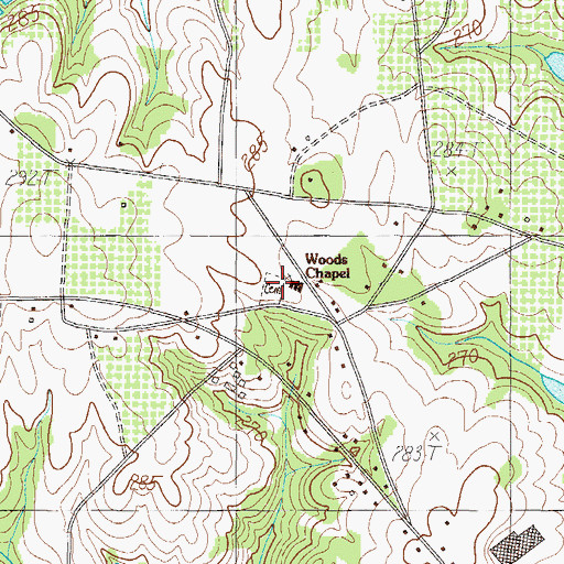Topographic Map of Woods Chapel Methodist Church, SC