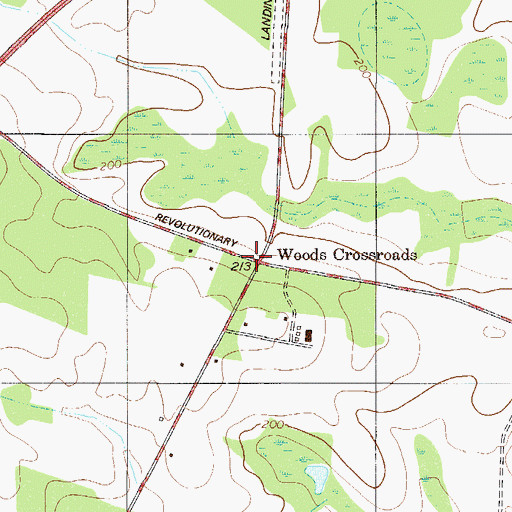 Topographic Map of Woods Crossroads, SC