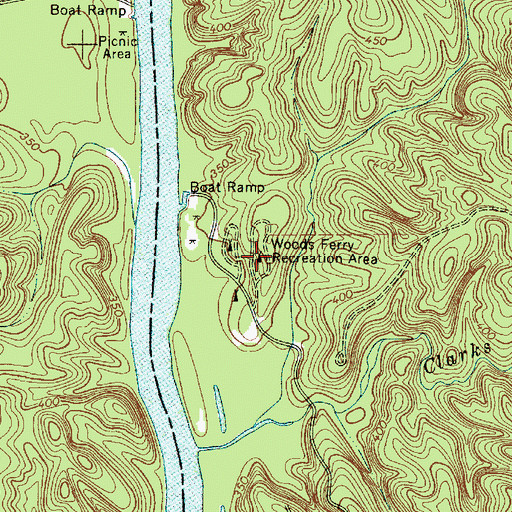 Topographic Map of Woods Ferry Recreation Area, SC