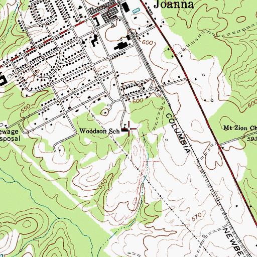 Topographic Map of Woodson School, SC