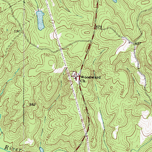 Topographic Map of Woodward Baptist Church, SC