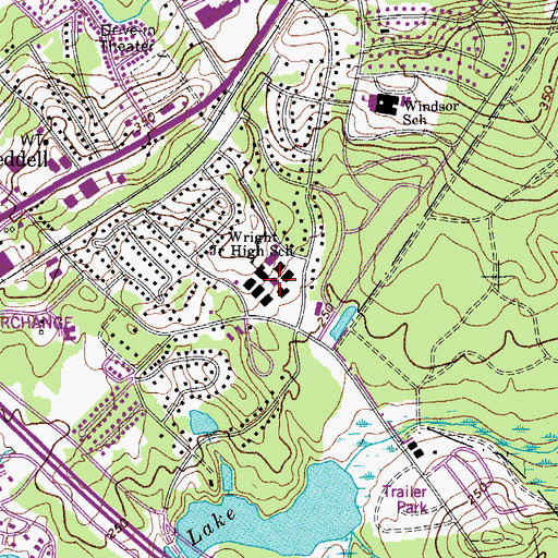 Topographic Map of E L Wright Middle School, SC