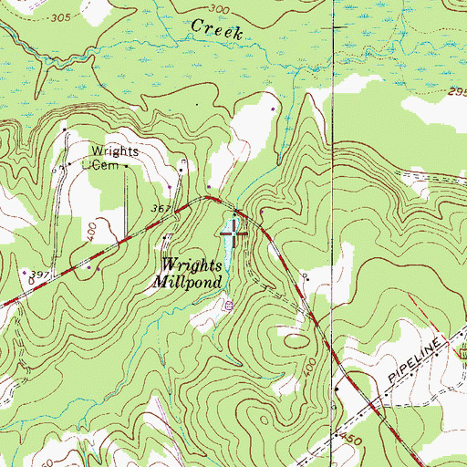 Topographic Map of Wrights Millpond, SC