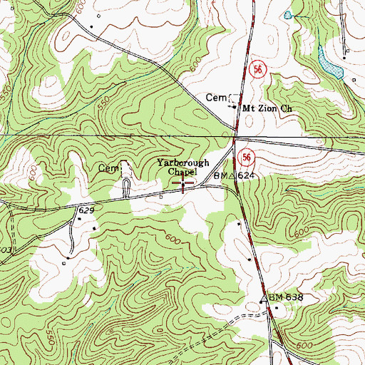 Topographic Map of Yarboroughs Chapel United Methodist Church, SC