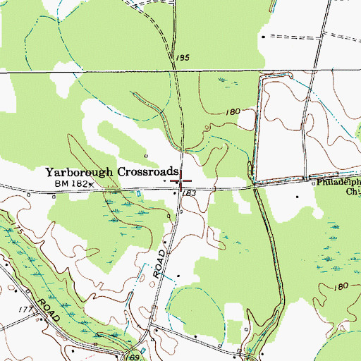 Topographic Map of Yarborough Crossroads, SC