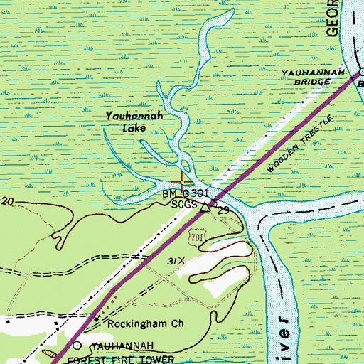 Topographic Map of Yauhannah Lake, SC