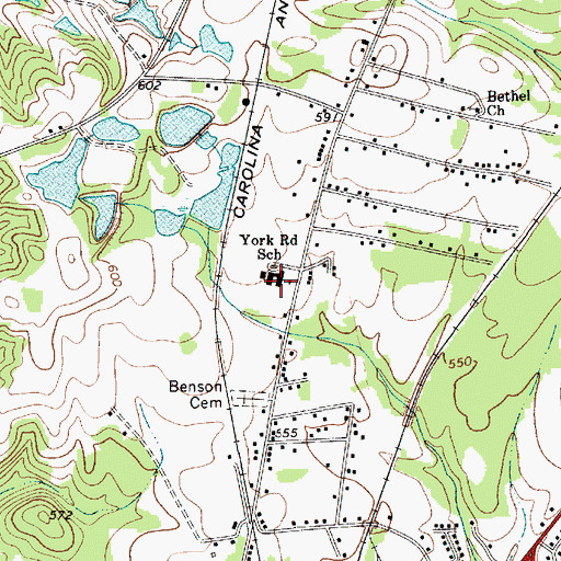 Topographic Map of York Road School, SC