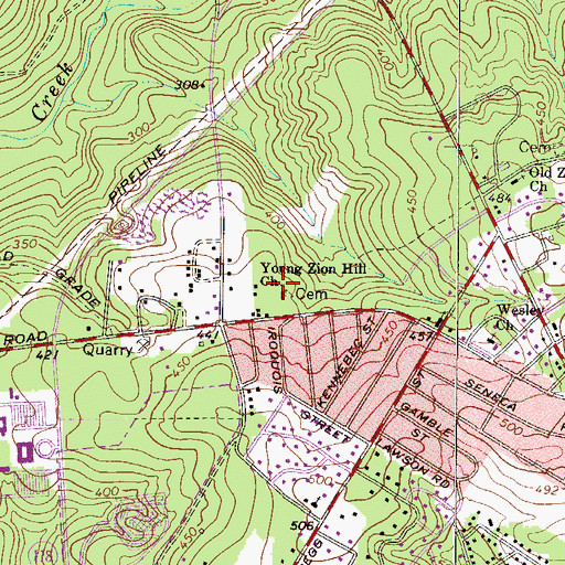 Topographic Map of Young Zion Hill Church, SC