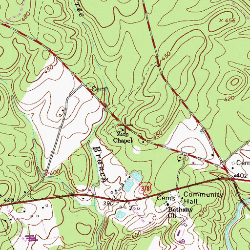 Topographic Map of Zion Chapel, SC