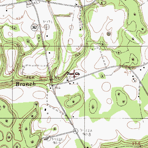 Topographic Map of Zion Church, SC