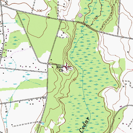 Topographic Map of Zion Church, SC